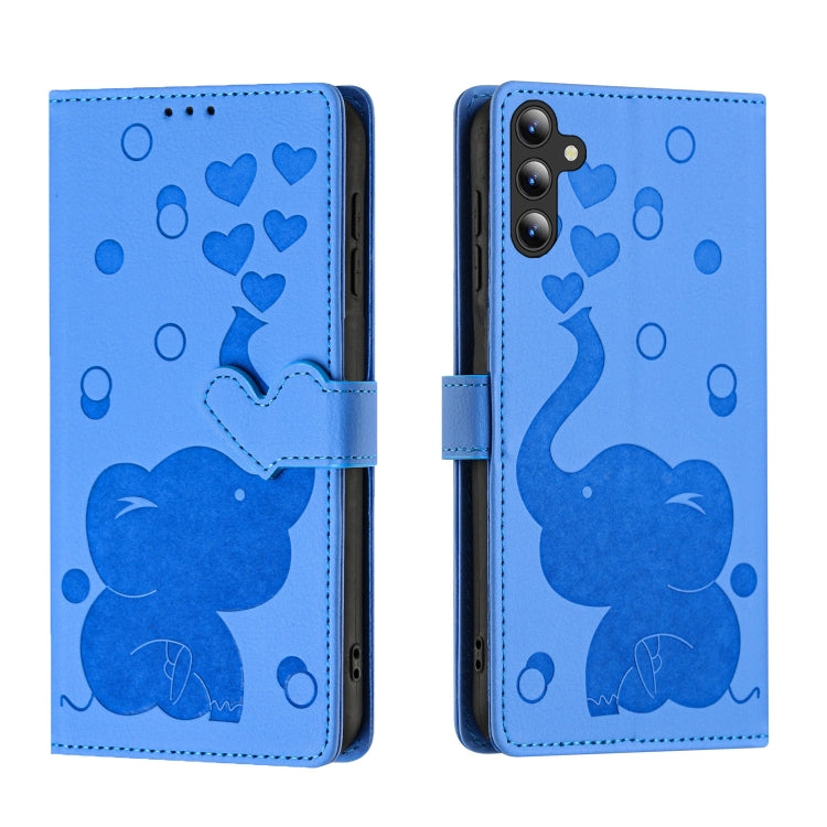 Custodia per telefono in pelle goffrata con elefante dei cartoni animati, For Samsung Galaxy A25 5G, For Samsung Galaxy A24 4G, For Samsung Galaxy A23 5G, For Samsung Galaxy A14