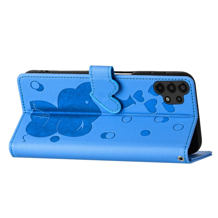 Custodia per telefono in pelle goffrata con elefante dei cartoni animati, For Samsung Galaxy A32 5G, For Samsung Galaxy A42 5G