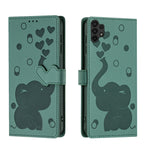 Custodia per telefono in pelle goffrata con elefante dei cartoni animati, For Samsung Galaxy A32 5G, For Samsung Galaxy A42 5G