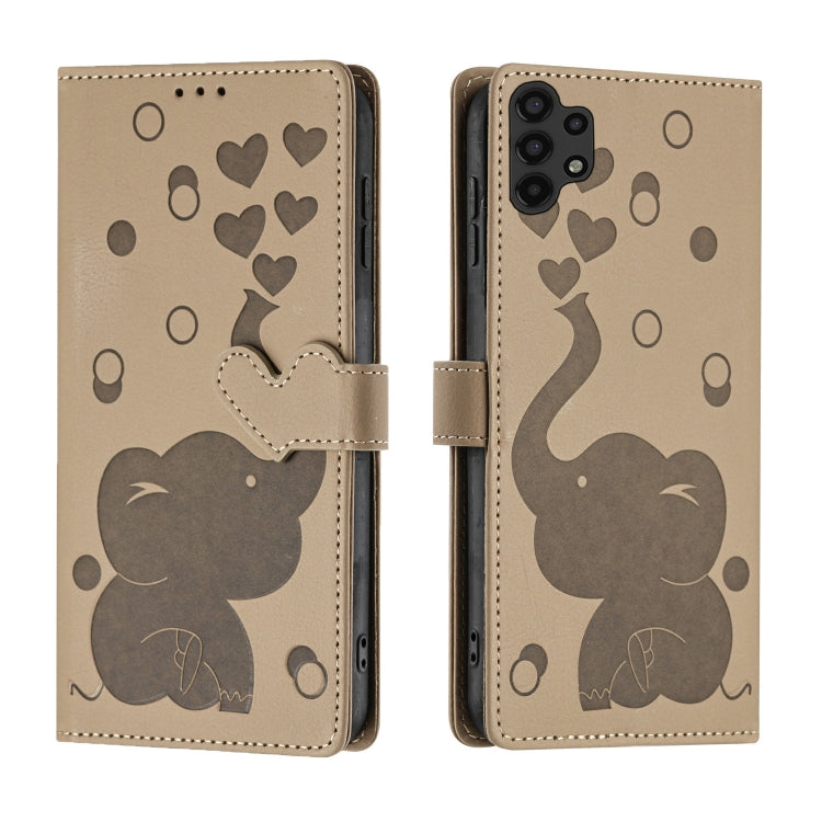 Custodia per telefono in pelle goffrata con elefante dei cartoni animati, For Samsung Galaxy A32 5G, For Samsung Galaxy A42 5G