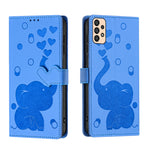 Custodia per telefono in pelle goffrata con elefante dei cartoni animati, For Samsung Galaxy A53 5G, For Samsung Galaxy A33 5G, For Samsung Galaxy A52 4G / 5G, For Samsung Galaxy A22 5G