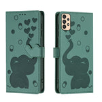 Custodia per telefono in pelle goffrata con elefante dei cartoni animati, For Samsung Galaxy A53 5G, For Samsung Galaxy A33 5G, For Samsung Galaxy A52 4G / 5G, For Samsung Galaxy A22 5G