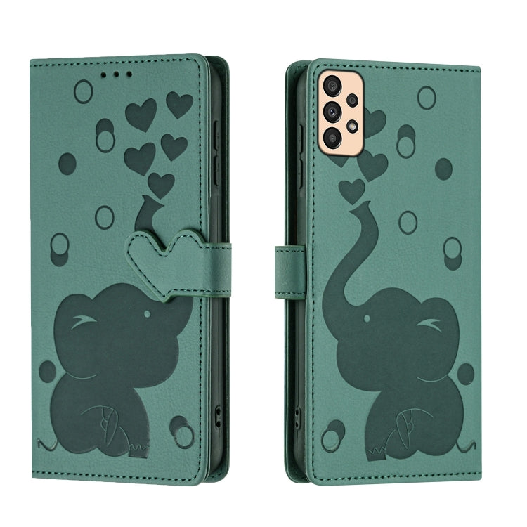 Custodia per telefono in pelle goffrata con elefante dei cartoni animati, For Samsung Galaxy A53 5G, For Samsung Galaxy A33 5G, For Samsung Galaxy A52 4G / 5G, For Samsung Galaxy A22 5G