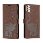 Custodia per telefono in pelle goffrata con elefante dei cartoni animati, For Samsung Galaxy A53 5G, For Samsung Galaxy A33 5G, For Samsung Galaxy A52 4G / 5G, For Samsung Galaxy A22 5G