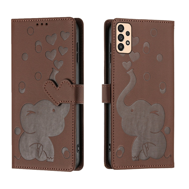 Custodia per telefono in pelle goffrata con elefante dei cartoni animati, For Samsung Galaxy A53 5G, For Samsung Galaxy A33 5G, For Samsung Galaxy A52 4G / 5G, For Samsung Galaxy A22 5G