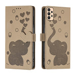 Custodia per telefono in pelle goffrata con elefante dei cartoni animati, For Samsung Galaxy A53 5G, For Samsung Galaxy A33 5G, For Samsung Galaxy A52 4G / 5G, For Samsung Galaxy A22 5G