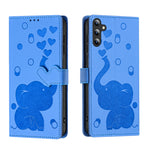 Custodia per telefono in pelle goffrata con elefante dei cartoni animati, For Samsung Galaxy A34 5G, For Samsung Galaxy A54 5G, For Samsung Galaxy A12 5G, For Samsung Galaxy A13 4G / 5G