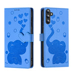 Custodia per telefono in pelle goffrata con elefante dei cartoni animati, For Samsung Galaxy A15, For Samsung Galaxy A55 5G, For Samsung Galaxy A35 5G, For Samsung Galaxy A05s