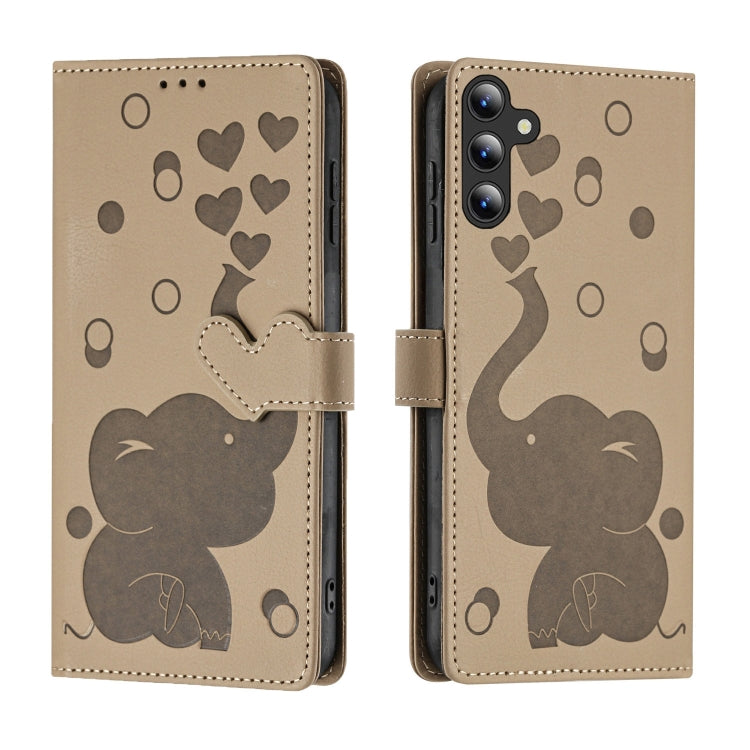 Custodia per telefono in pelle goffrata con elefante dei cartoni animati, For Samsung Galaxy A15, For Samsung Galaxy A55 5G, For Samsung Galaxy A35 5G, For Samsung Galaxy A05s