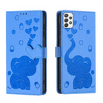 Custodia per telefono in pelle goffrata con elefante dei cartoni animati, For Samsung Galaxy A53 5G, For Samsung Galaxy A33 5G, For Samsung Galaxy A52 4G / 5G, For Samsung Galaxy A22 5G