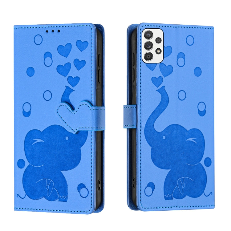 Custodia per telefono in pelle goffrata con elefante dei cartoni animati, For Samsung Galaxy A53 5G, For Samsung Galaxy A33 5G, For Samsung Galaxy A52 4G / 5G, For Samsung Galaxy A22 5G