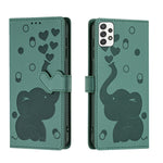 Custodia per telefono in pelle goffrata con elefante dei cartoni animati, For Samsung Galaxy A53 5G, For Samsung Galaxy A33 5G, For Samsung Galaxy A52 4G / 5G, For Samsung Galaxy A22 5G