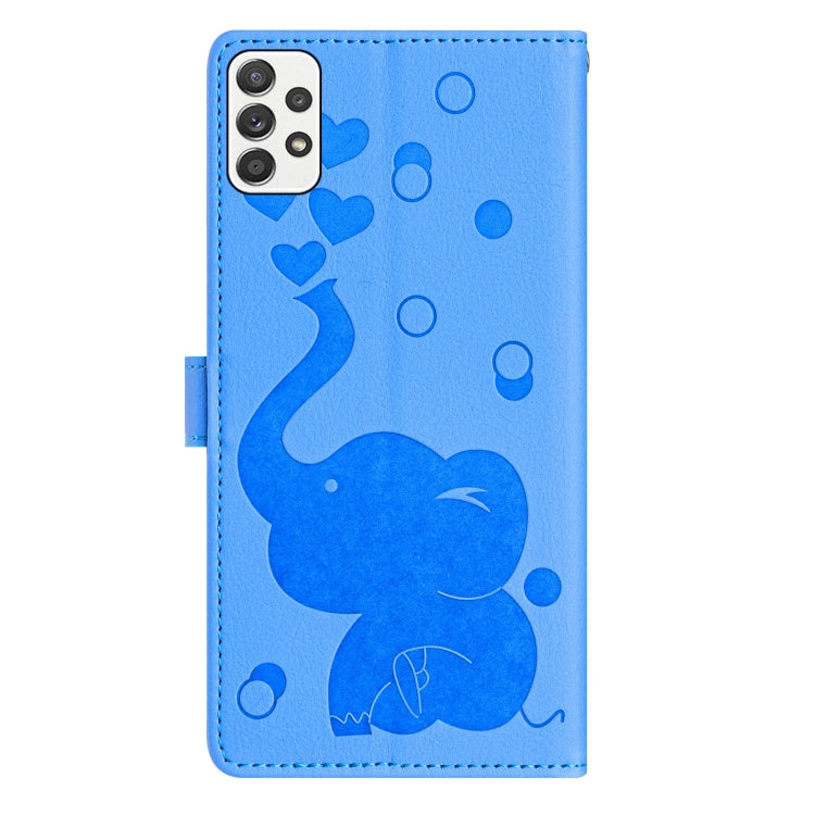 Custodia per telefono in pelle goffrata con elefante dei cartoni animati, For Samsung Galaxy A53 5G, For Samsung Galaxy A33 5G, For Samsung Galaxy A52 4G / 5G, For Samsung Galaxy A22 5G