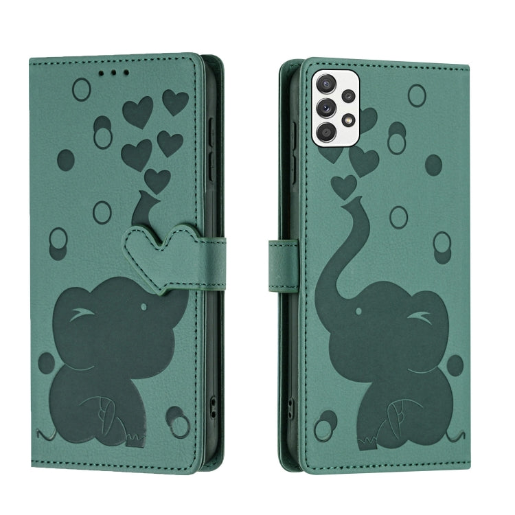 Custodia per telefono in pelle goffrata con elefante dei cartoni animati, For Samsung Galaxy A53 5G, For Samsung Galaxy A33 5G, For Samsung Galaxy A52 4G / 5G, For Samsung Galaxy A22 5G