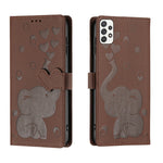 Custodia per telefono in pelle goffrata con elefante dei cartoni animati, For Samsung Galaxy A53 5G, For Samsung Galaxy A33 5G, For Samsung Galaxy A52 4G / 5G, For Samsung Galaxy A22 5G