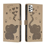 Custodia per telefono in pelle goffrata con elefante dei cartoni animati, For Samsung Galaxy A53 5G, For Samsung Galaxy A33 5G, For Samsung Galaxy A52 4G / 5G, For Samsung Galaxy A22 5G