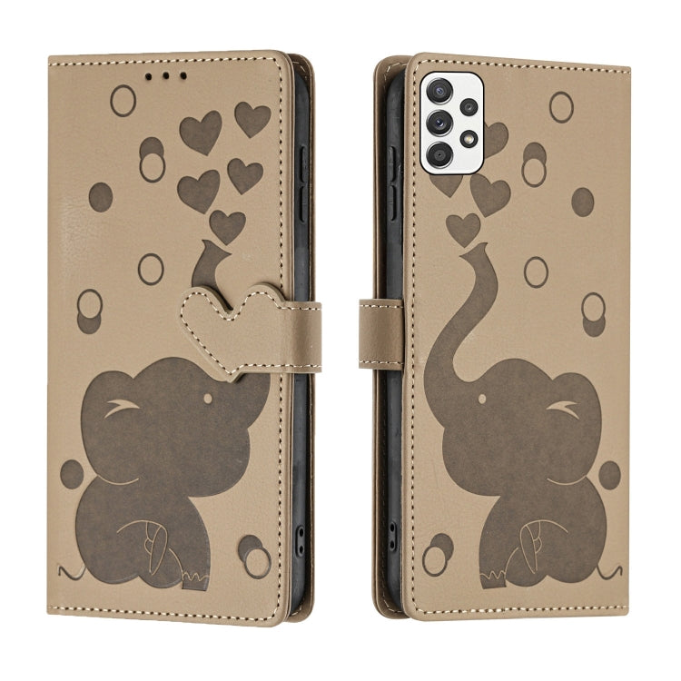 Custodia per telefono in pelle goffrata con elefante dei cartoni animati, For Samsung Galaxy A53 5G, For Samsung Galaxy A33 5G, For Samsung Galaxy A52 4G / 5G, For Samsung Galaxy A22 5G