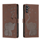 Custodia per telefono in pelle goffrata con elefante dei cartoni animati, For Samsung Galaxy A34 5G, For Samsung Galaxy A54 5G, For Samsung Galaxy A12 5G, For Samsung Galaxy A13 4G / 5G