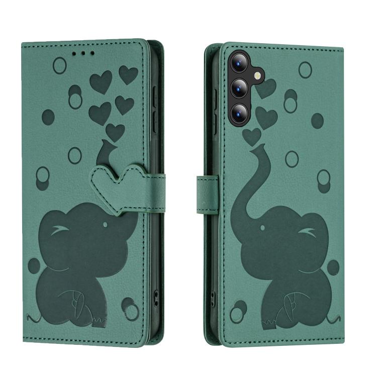 Custodia per telefono in pelle goffrata con elefante dei cartoni animati, For Samsung Galaxy A57 5G, For Samsung Galaxy A37 5G, For Galaxy A27 5G, For Samsung Galaxy A17 5G / A26 5G