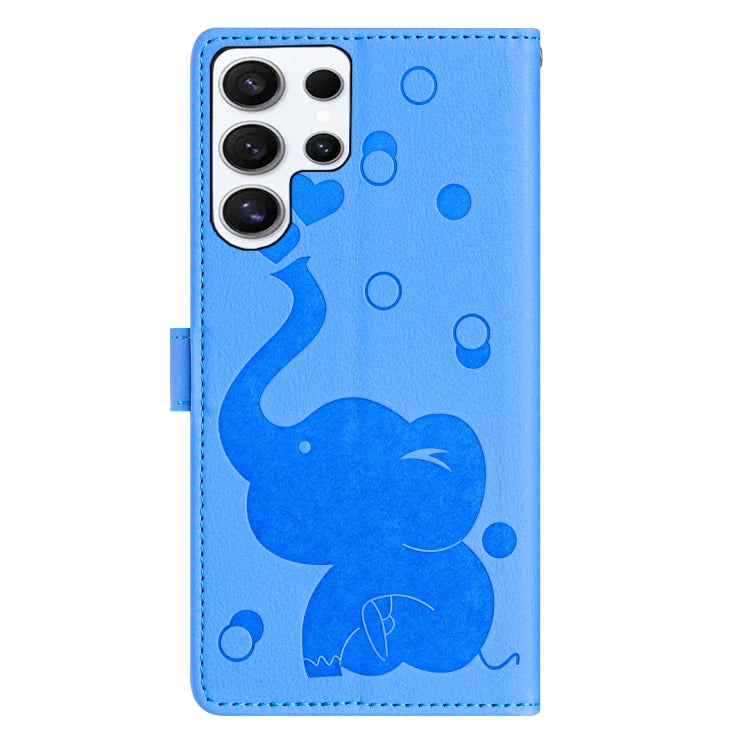 Custodia per telefono in pelle goffrata con elefante dei cartoni animati, For Samsung Galaxy S24 Ultra 5G, For Samsung Galaxy S24+ 5G, For Samsung Galaxy S24 5G, For Samsung Galaxy S23 FE 5G