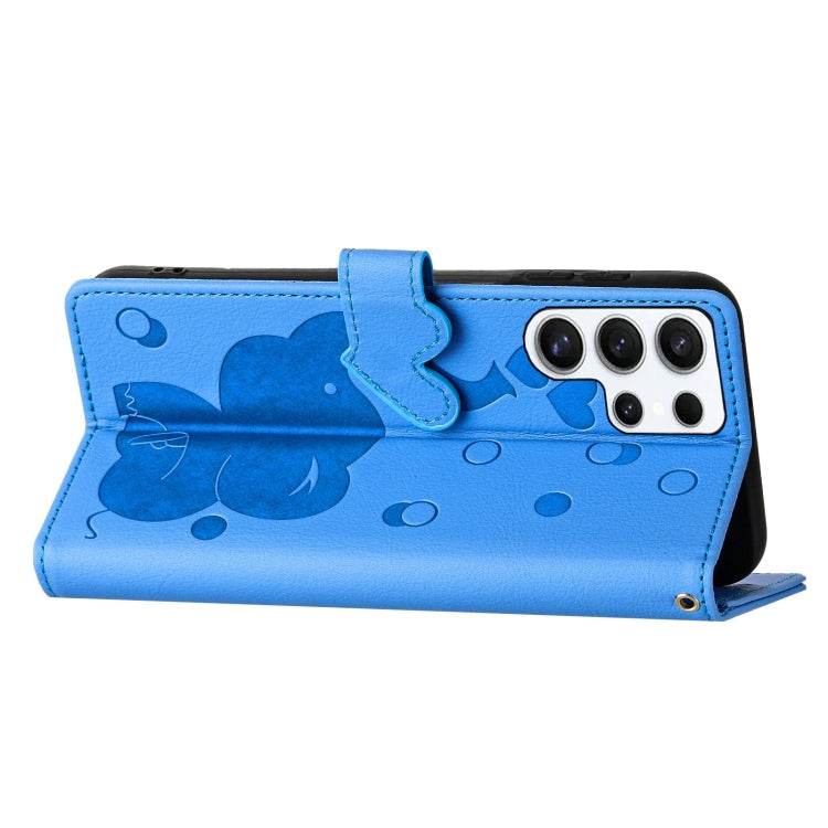 Custodia per telefono in pelle goffrata con elefante dei cartoni animati, For Samsung Galaxy S24 Ultra 5G, For Samsung Galaxy S24+ 5G, For Samsung Galaxy S24 5G, For Samsung Galaxy S23 FE 5G