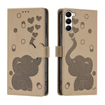 Custodia per telefono in pelle goffrata con elefante dei cartoni animati, For Samsung Galaxy S23 Ultra 5G, For Samsung Galaxy S23+ 5G, For Samsung Galaxy S23 5G, For Samsung Galaxy S20 FE