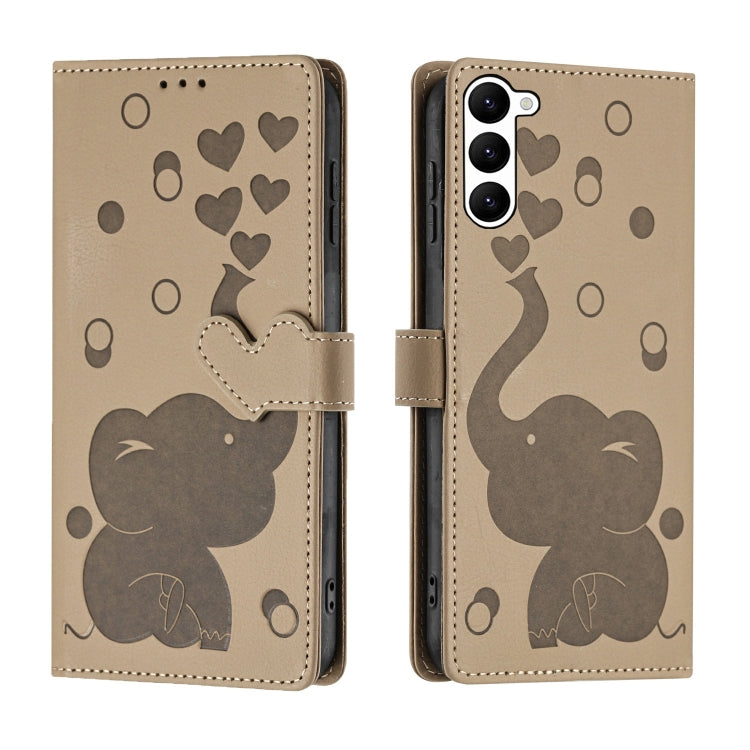 Custodia per telefono in pelle goffrata con elefante dei cartoni animati, For Samsung Galaxy S23 Ultra 5G, For Samsung Galaxy S23+ 5G, For Samsung Galaxy S23 5G, For Samsung Galaxy S20 FE