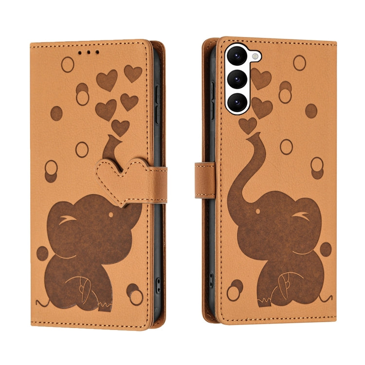 Custodia per telefono in pelle goffrata con elefante dei cartoni animati, For Samsung Galaxy S23 Ultra 5G, For Samsung Galaxy S23+ 5G, For Samsung Galaxy S23 5G, For Samsung Galaxy S20 FE