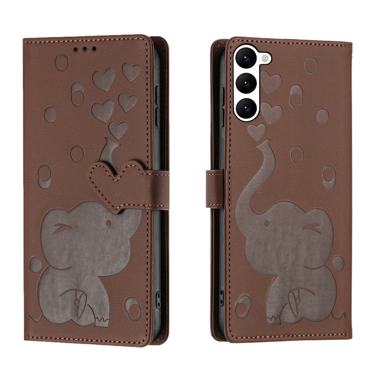 Custodia per telefono in pelle goffrata con elefante dei cartoni animati, For Samsung Galaxy S23 Ultra 5G, For Samsung Galaxy S23+ 5G, For Samsung Galaxy S23 5G, For Samsung Galaxy S20 FE