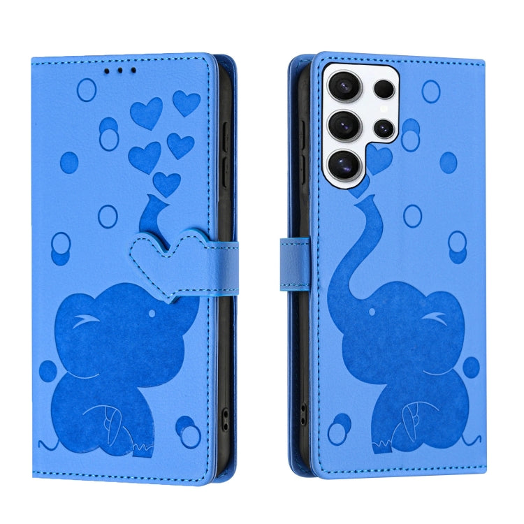Custodia per telefono in pelle goffrata con elefante dei cartoni animati, For Samsung Galaxy S23 Ultra 5G, For Samsung Galaxy S23+ 5G, For Samsung Galaxy S23 5G, For Samsung Galaxy S20 FE