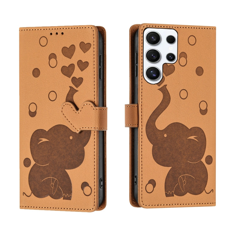Custodia per telefono in pelle goffrata con elefante dei cartoni animati, For Samsung Galaxy S23 Ultra 5G, For Samsung Galaxy S23+ 5G, For Samsung Galaxy S23 5G, For Samsung Galaxy S20 FE