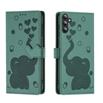Custodia per telefono in pelle goffrata con elefante dei cartoni animati, For Samsung Galaxy S24 Ultra 5G, For Samsung Galaxy S24+ 5G, For Samsung Galaxy S24 5G, For Samsung Galaxy S23 FE 5G