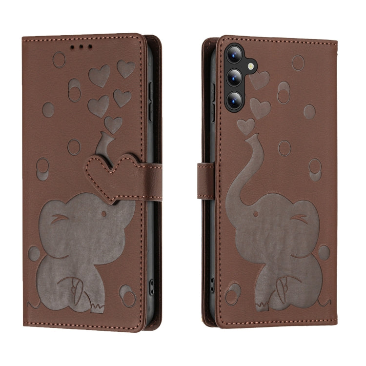 Custodia per telefono in pelle goffrata con elefante dei cartoni animati, For Samsung Galaxy S24 Ultra 5G, For Samsung Galaxy S24+ 5G, For Samsung Galaxy S24 5G, For Samsung Galaxy S23 FE 5G