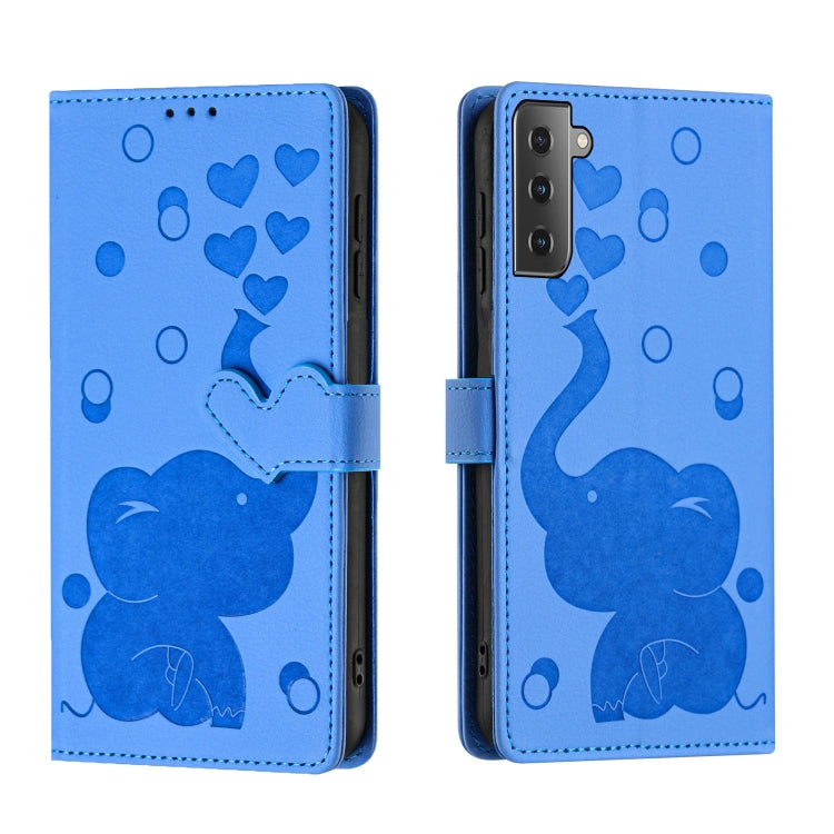 Custodia per telefono in pelle goffrata con elefante dei cartoni animati, For Samsung Galaxy S22 Ultra 5G, For Samsung Galaxy S22+ 5G, For Samsung Galaxy S22 5G, For Samsung Galaxy S21 FE 5G