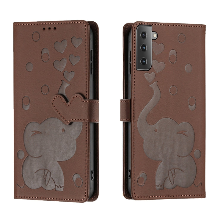 Custodia per telefono in pelle goffrata con elefante dei cartoni animati, For Samsung Galaxy S22 Ultra 5G, For Samsung Galaxy S22+ 5G, For Samsung Galaxy S22 5G, For Samsung Galaxy S21 FE 5G