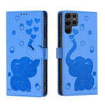 Custodia per telefono in pelle goffrata con elefante dei cartoni animati, For Samsung Galaxy S22 Ultra 5G, For Samsung Galaxy S22+ 5G, For Samsung Galaxy S22 5G, For Samsung Galaxy S21 FE 5G