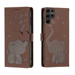 Custodia per telefono in pelle goffrata con elefante dei cartoni animati, For Samsung Galaxy S22 Ultra 5G, For Samsung Galaxy S22+ 5G, For Samsung Galaxy S22 5G, For Samsung Galaxy S21 FE 5G