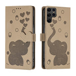 Custodia per telefono in pelle goffrata con elefante dei cartoni animati, For Samsung Galaxy S22 Ultra 5G, For Samsung Galaxy S22+ 5G, For Samsung Galaxy S22 5G, For Samsung Galaxy S21 FE 5G