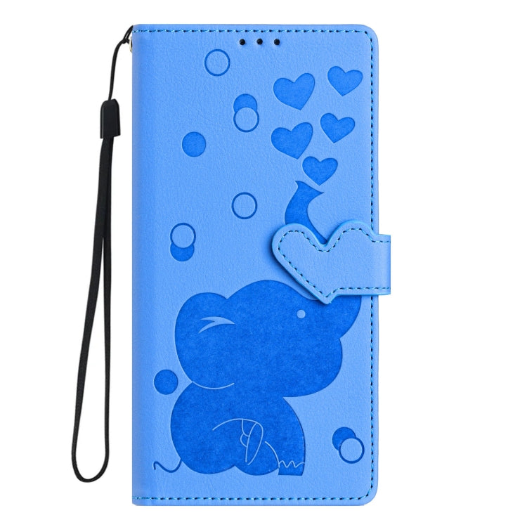 Custodia per telefono in pelle goffrata con elefante dei cartoni animati, For Samsung Galaxy S21 5G, For Samsung Galaxy S21+ 5G, For Samsung Galaxy S21 Ultra 5G