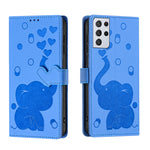 Custodia per telefono in pelle goffrata con elefante dei cartoni animati, For Samsung Galaxy S21 5G, For Samsung Galaxy S21+ 5G, For Samsung Galaxy S21 Ultra 5G