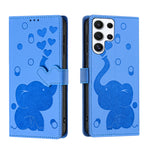 Custodia per telefono in pelle goffrata con elefante dei cartoni animati, For Samsung Galaxy S25 FE 5G, For Samsung Galaxy S25 5G, For Samsung Galaxy S25+ 5G, For Samsung Galaxy S25 Ultra 5G