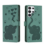 Custodia per telefono in pelle goffrata con elefante dei cartoni animati, For Samsung Galaxy S25 FE 5G, For Samsung Galaxy S25 5G, For Samsung Galaxy S25+ 5G, For Samsung Galaxy S25 Ultra 5G