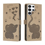 Custodia per telefono in pelle goffrata con elefante dei cartoni animati, For Samsung Galaxy S25 FE 5G, For Samsung Galaxy S25 5G, For Samsung Galaxy S25+ 5G, For Samsung Galaxy S25 Ultra 5G