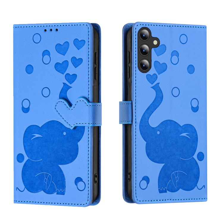 Custodia per telefono in pelle goffrata con elefante dei cartoni animati, For Galaxy S26 FE 5G, For Samsung Galaxy S26+ 5G, For Samsung Galaxy S26 Ultra 5G, For Samsung Galaxy S26 5G