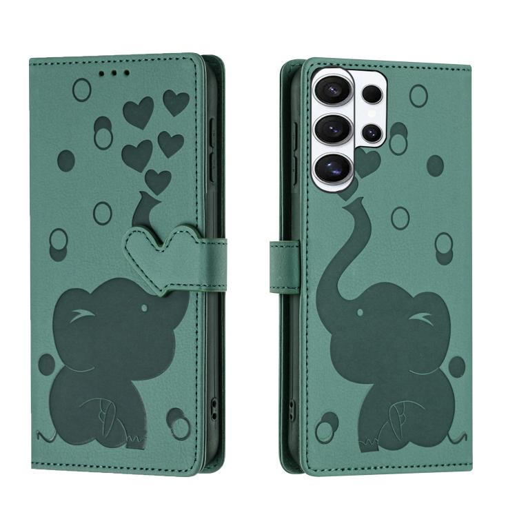 Custodia per telefono in pelle goffrata con elefante dei cartoni animati, For Galaxy S26 FE 5G, For Samsung Galaxy S26+ 5G, For Samsung Galaxy S26 Ultra 5G, For Samsung Galaxy S26 5G
