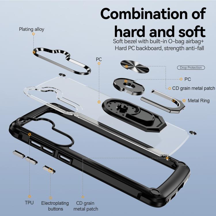 Custodia protettiva per telefono in TPU + PC con supporto ad anello, For Samsung Galaxy A57 5G, For Samsung Galaxy A37 5G, For Samsung Galaxy A26 5G / A17 5G, For Samsung Galaxy A56 5G, For Samsung Galaxy A36 5G, For Samsung Galaxy A16 5G