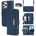 Custodia per telefono in pelle con cordino a tracolla e texture incrociata, For iPhone 17 Pro Max, For iPhone 17 Pro, For iPhone 16 Pro Max, For iPhone 16 Pro