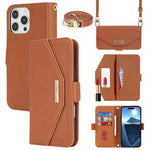 Custodia per telefono in pelle con cordino a tracolla e texture incrociata, For iPhone 17 Pro Max, For iPhone 17 Pro, For iPhone 16 Pro Max, For iPhone 16 Pro