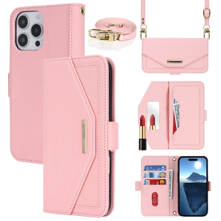 Custodia per telefono in pelle con cordino a tracolla e texture incrociata, For iPhone 17 Pro Max, For iPhone 17 Pro, For iPhone 16 Pro Max, For iPhone 16 Pro
