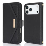 Custodia per telefono in pelle con cordino a tracolla e texture incrociata, For iPhone 17 Pro Max, For iPhone 17 Pro, For iPhone 16 Pro Max, For iPhone 16 Pro